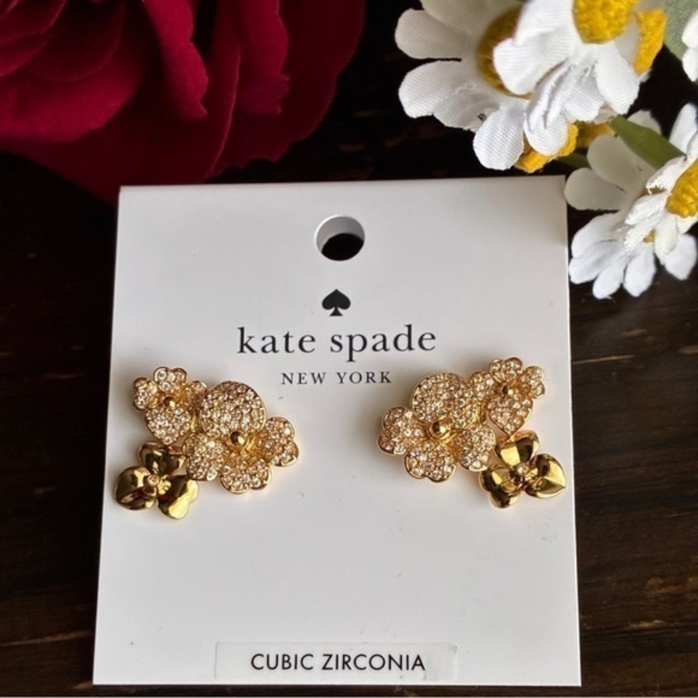 kate spade gold-tone floral cluster stud earrings